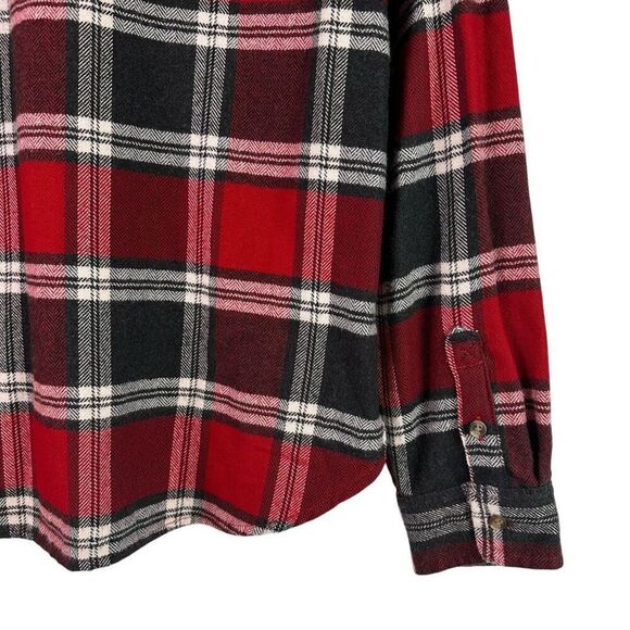 American Eagle Large womens AE Ahh-Mazingly Soft Flannel Shirt Red Gray - Picture 5 of 9